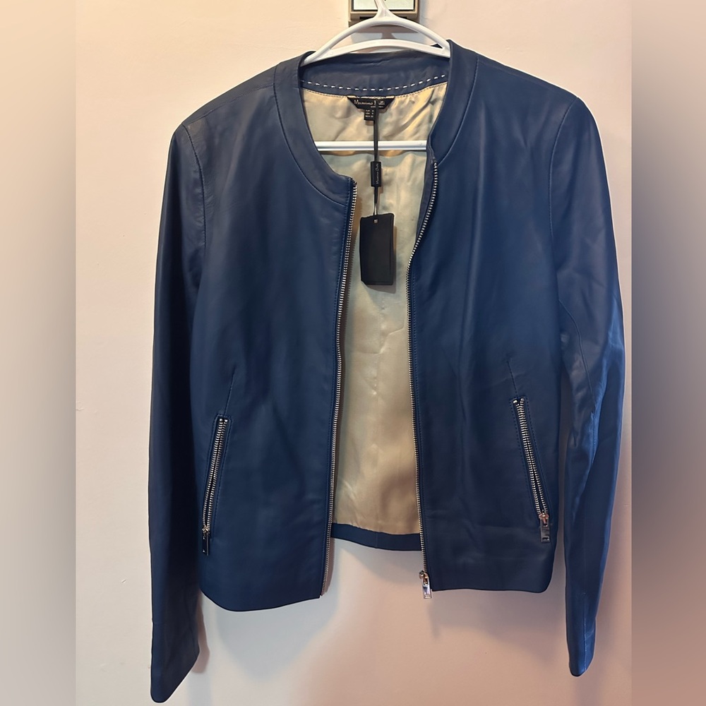 NWT Massimo Blue Leather Jacket